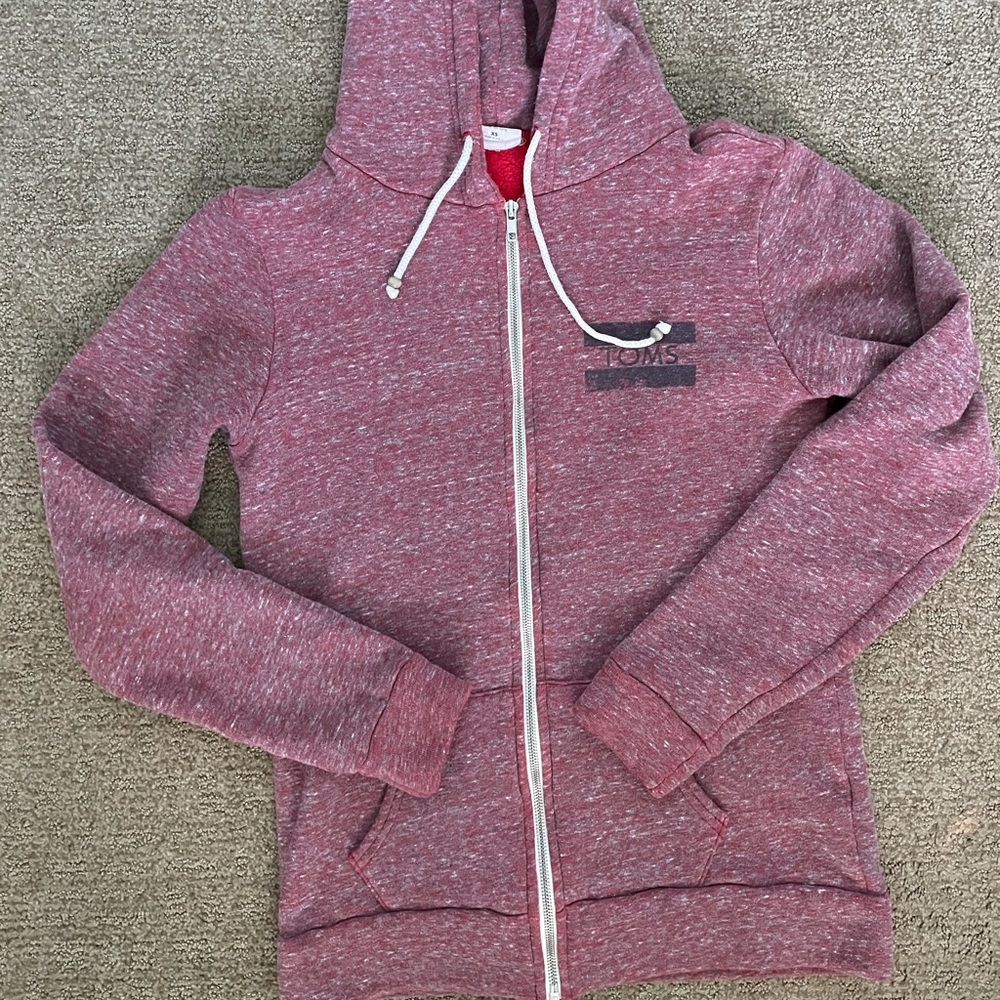 Toms heather red brick zip up hoodie woman’s XS